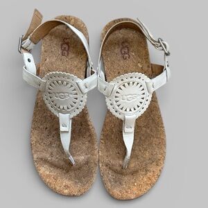 UGG Women's Ayden II Leather Sun Medallion White Sandals